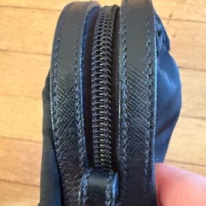 Prada black nylon leather trim Tessuto mini pouch cosmetic bag